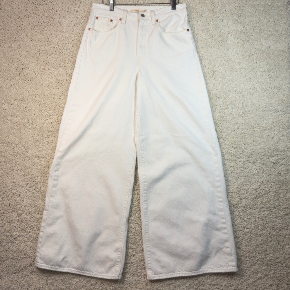 Levi's XL Flood Jeans Women 27 White Wide Leg High Rise Denim A4020-0002